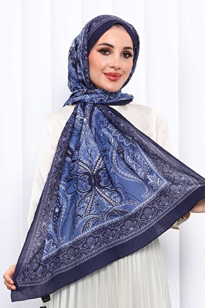 İmajButik Blue Patterned Cashmere Shawl