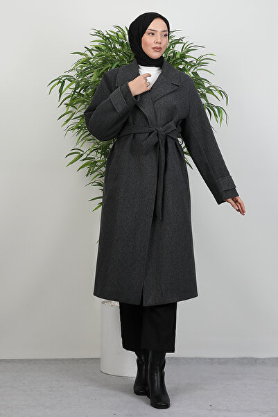 Lamia Giyim Aleda Kaşe Kaban Koyu Gri