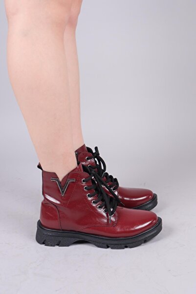 Birikon Dayton V Buckle Lace-Up Boots Bordo