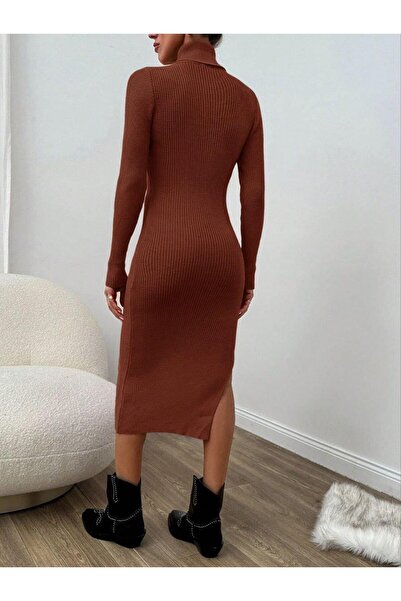 Modafeminen Knitted dress tr077 coffee