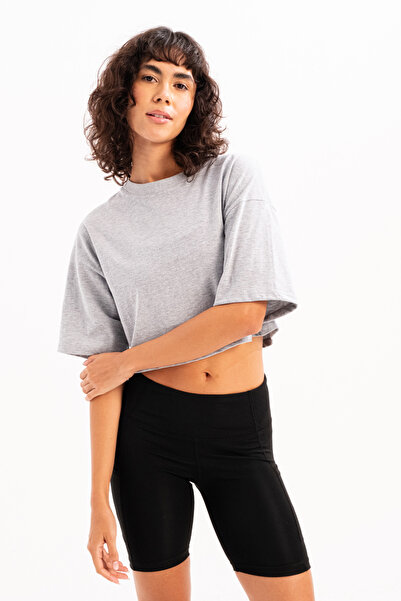 JUSTEVER Kurzes Damen-T-Shirt aus 100 % Baumwolle mit Rundhalsausschnitt