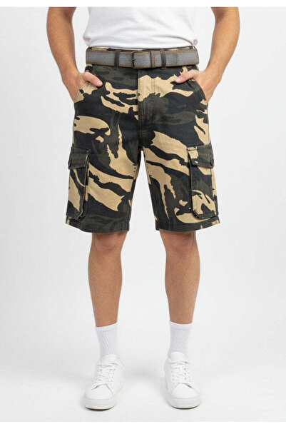 STITCH by MH Men's Army Print 6 Pocket Short With Belt