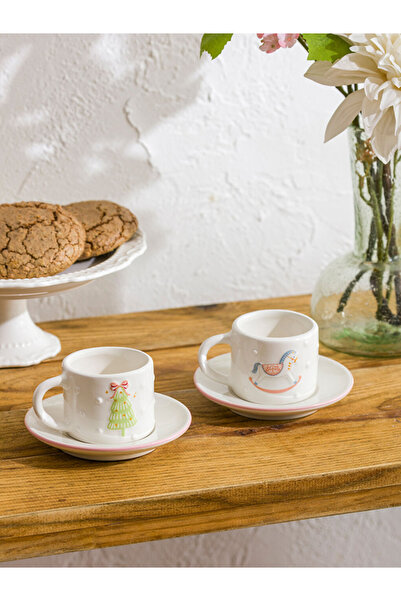 LC Waikiki Renkli̇mağazadan Mixed B Printed 2-Person Porcelain Coffee Cup Set 90 ml