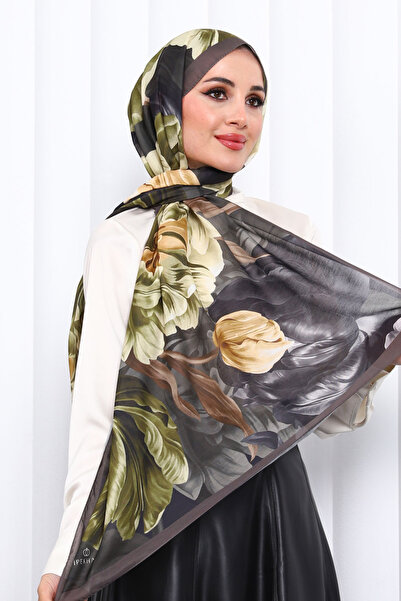 İmajButik Brown Patterned Soft Digital Shawl