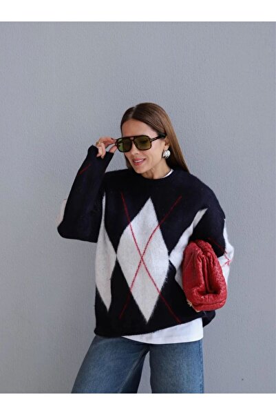 Rouge basıc Baklava Patterned Zero-Necklace Sweater