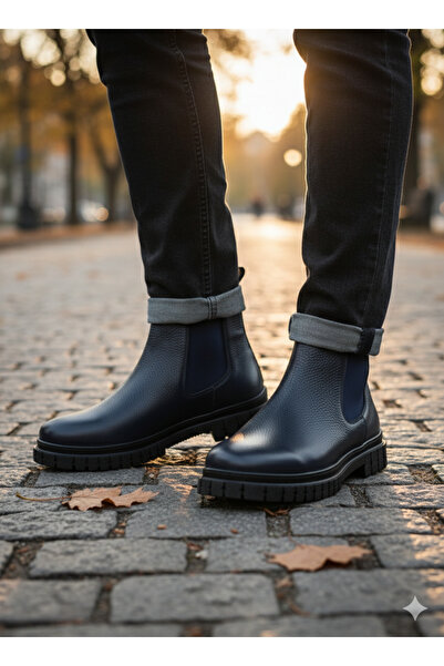 UZR Genuine Leather Men's Chelsea Model Winter Boots