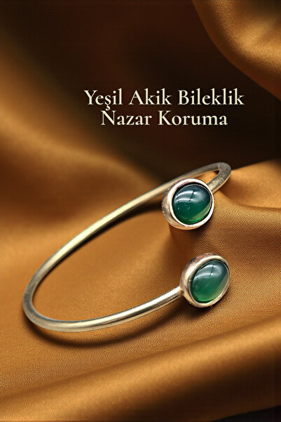 NBS Beautiful Naturel Stones Green Agate Bracelet Brass Adjustable Quality Double Sided Hand Workmanship