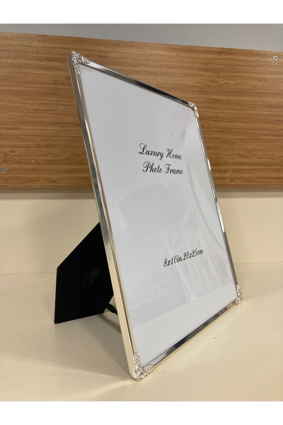 PLUS HOME إطار صورة معدني رفيع بتفاصيل نحاسية فضية مقاس 20×25 سم