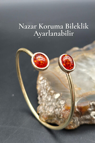 NBS Beautiful Naturel Stones سوار العين الشريرة قابل للتعديل، مصنوع من النحاس، ذو وجهين، مزين بالكركم، تصميم متين عالي الجودة