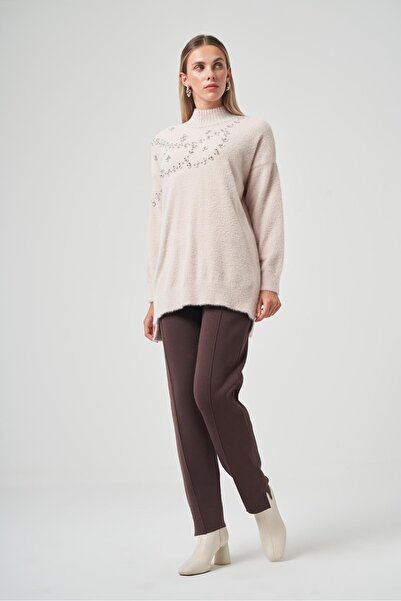 Nuss 7002 Stone Embroidered Angora Sweater Tunic