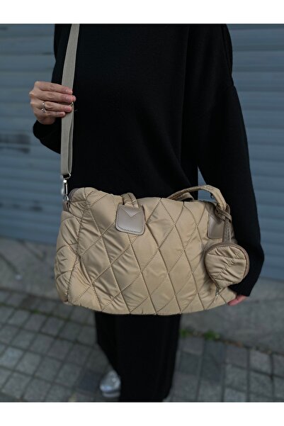 PurpleART Women's Quilted Embroidery Patterned Water Repellent Micro Fabric Hand and Shoulder Bag 30X40Cm