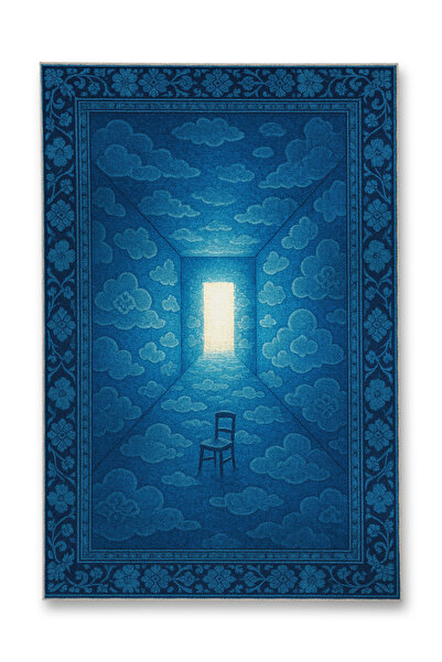 Rugs Modern Halı MOSSO Μπλε Θεματικό Αφηρημένο Χαλί με Σχέδιο Καρέκλας και Σύ...