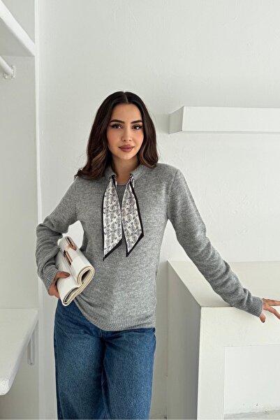 Noi Belis Ribbon Detailed Soft Textured Knitwear Sweater Aw25Kz0077