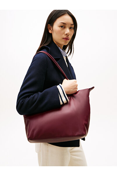 Tommy Hilfiger Kadın Popette Soft Bordo Tote Çanta