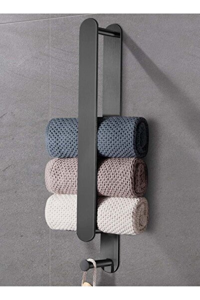 Generic Modern Self-Adhesive Black Towel Holder, Wall-Mounted Stainless Steel...