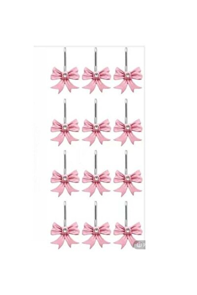 Generic 12Pcs Pink Diamond Bow Shower Curtain Hooks
