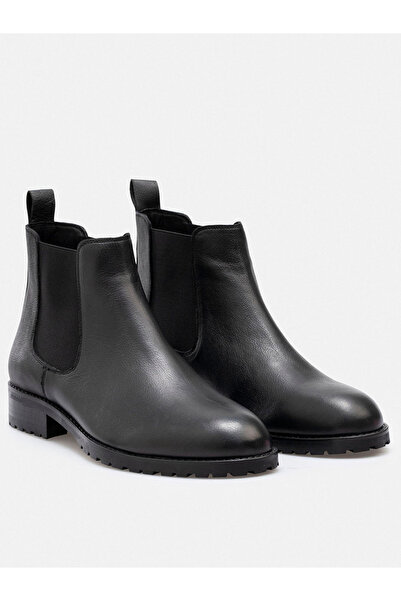 Adam Erkek Siyah Hakiki Deri El İşçiliği Yanı Lastikli Tırtıklı Taban Chelsea...