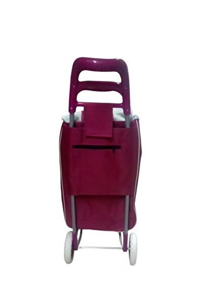 Generic Two-wheel grocery shopping cart, portable folding shopping trolley, 20 inches, burgundy