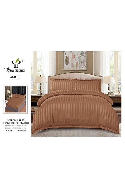 damasc Spring Double Bed Linen, 4 Pieces, Premium, with Fitted Sheet, 2 Persons, Plain