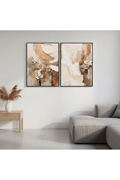 Linacci Double Black Metal Frame Coffee Artistic Digital Glass Painting Set