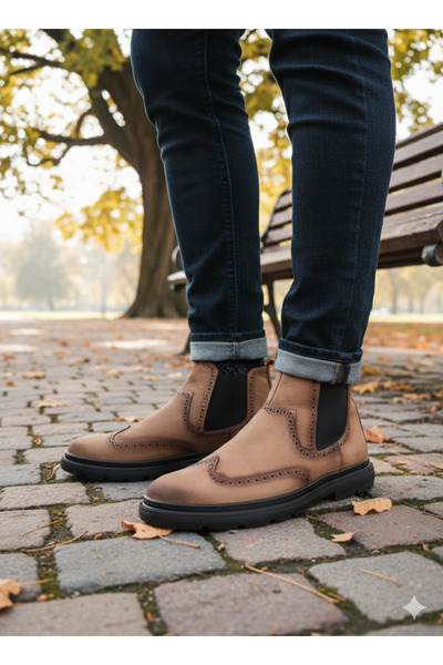 UZR Genuine Leather Men's Chelsea Model Winter Boots