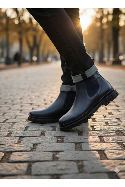 UZR Genuine Leather Men's Chelsea Model Winter Boots