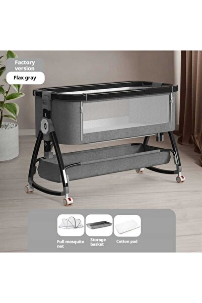 LULLS Next2Me Foldable Rocking Baby Cot with Adjustable Height, Reclining Position, Wheels, Bottom Storage Box and Mosquito Net