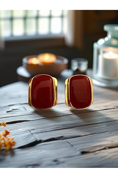 Bo Takı ve Aksesuar Vintage Burgundy Earrings 4.5 cm