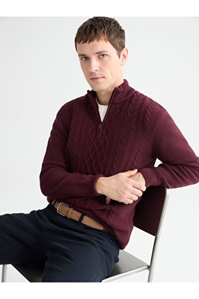 LC Waikiki Ανδρικό πλεκτό πουλόβερ με φερμουάρ LCWAIKIKI Classic ψηλός λαιμός