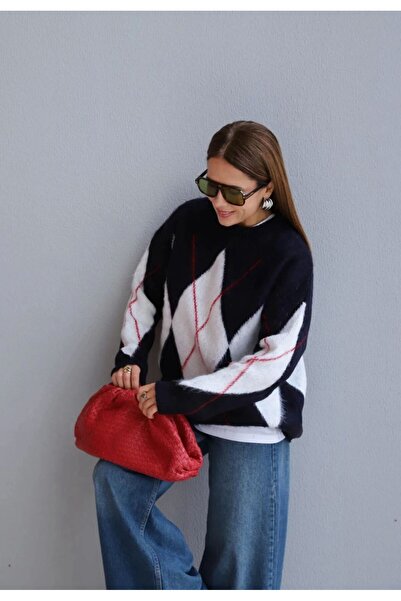 Rouge basıc Baklava Patterned Zero-Necklace Sweater