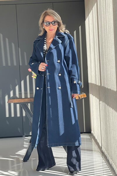 MİSLİNA BUTİK Kemer Detay Jean Trençkot