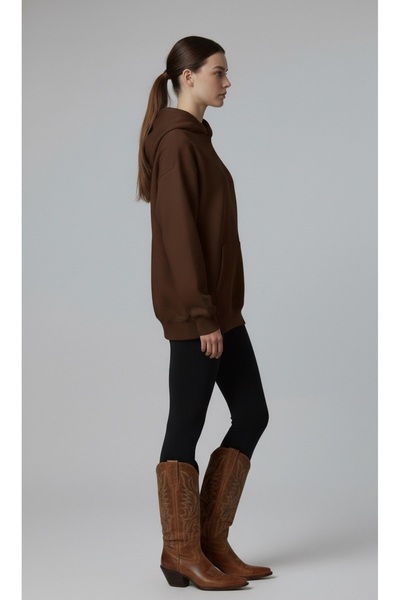 LORVEX طقم سويت شيرت نسائي أسود عالي الخصر يبرز انحناءات الجسم - قصة فضفاضة