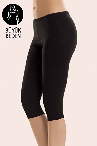 Tusebu بنطال كابري نسائي عالي الخصر مقاس كبير – قطن مرن أسود