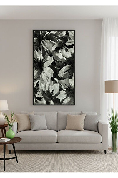 Linacci Single Black Metal Frame Green Flower Glass Painting Set