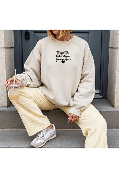 DD Secret Hanorac oversize pentru femei, cu imprimeu BEHIND YOU