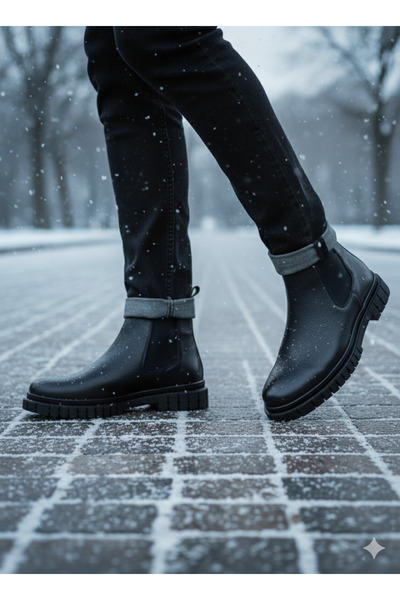 UZR Genuine Leather Men's Chelsea Model Winter Boots