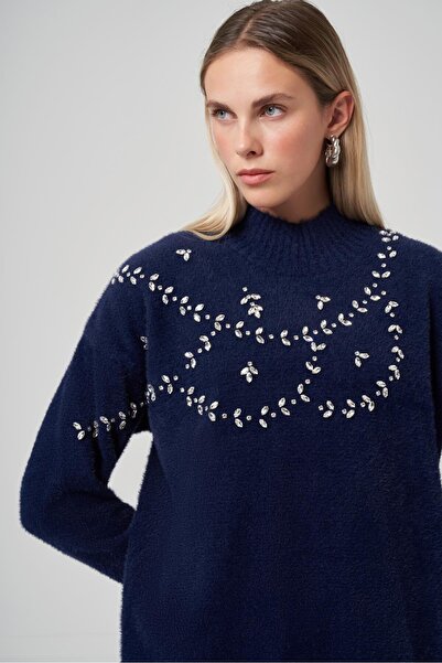 Nuss 7002 Stone Embroidered Angora Sweater Tunic