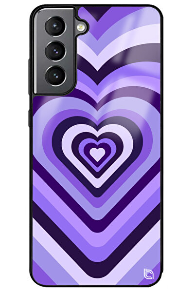 WANNA PROTECT حافظة هاتف سامسونج S21 FE لامعة بنمط قلوب أرجوانية فاخرة مع حما...