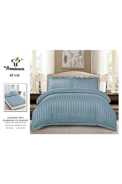 damasc Spring Double Bed Linen, 4 Pieces, Premium, with Fitted Sheet, 2 Persons, Plain