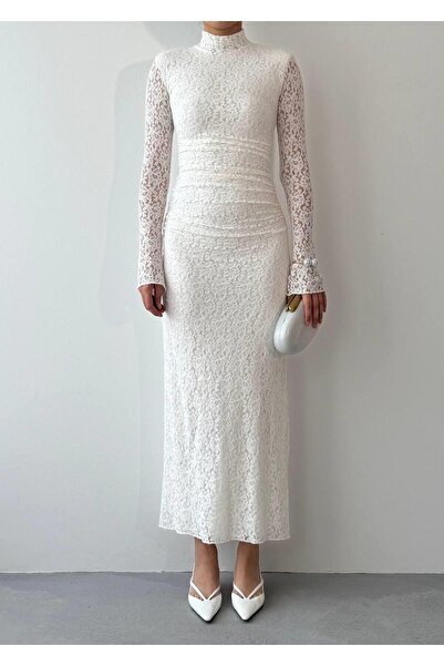 Julidress Mock Neck Lined Maxi Long Length Premium Lace Dress