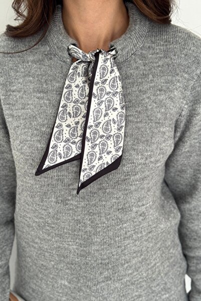 Noi Belis Ribbon Detailed Soft Textured Knitwear Sweater Aw25Kz0077