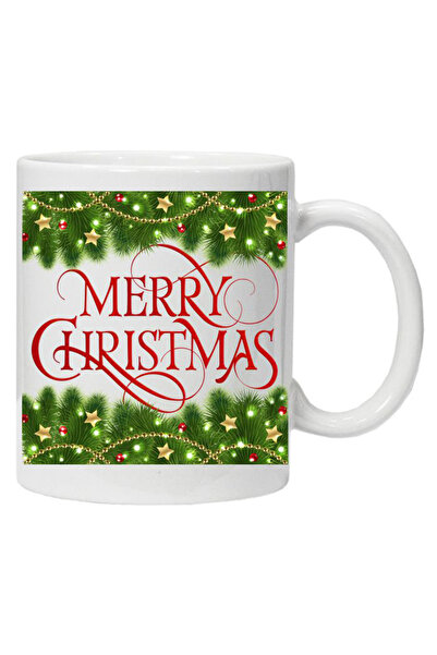 CRD PRINT Mug inscribed with the text "Merry Christmas - Christmas ornaments", white, 330ml,