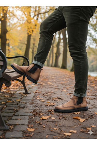 UZR Genuine Leather Men's Chelsea Model Winter Boots