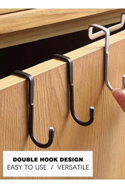 Generic Black Stainless Steel Double S-Shaped Hook – No-Drill, Heavy-Duty Han...