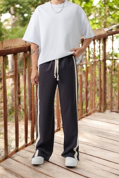 COCOPELLI Men's Side Stripe Regular Fit Casual Sweatpants Coc1498-9900
