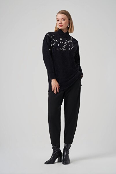 Nuss 7002 Stone Embroidered Angora Sweater Tunic