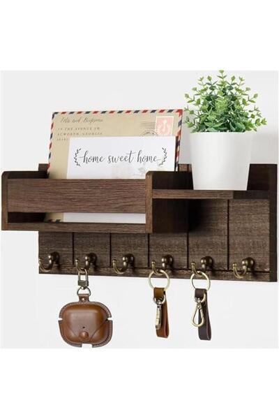 Generic HOOKOR Key and Mail Holder For Wall, Mail Organizer Wall Mount with 6 Hooks and Storage Drawer, Woo