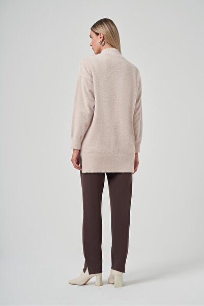 Nuss 7003 Crew Neck Angora Tunic with Sprinkle Bead Embroidery