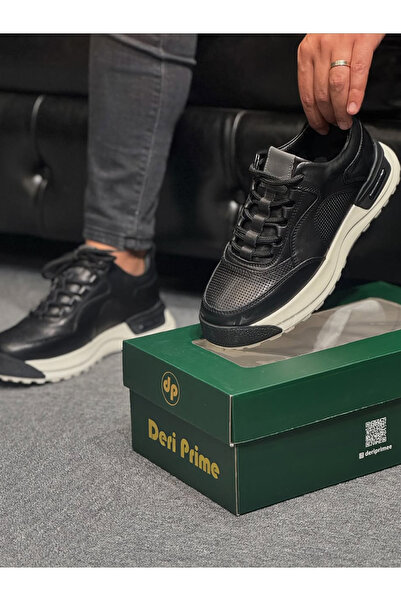 Avni Ceylan Black Leather Casual Sports Shoes Comfortable Sole Stylish Design