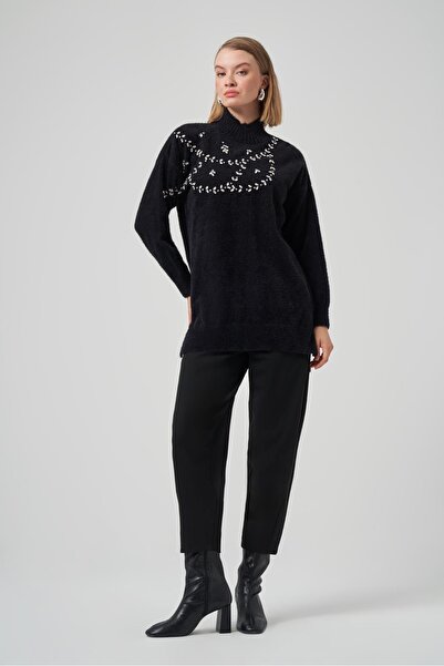Nuss 7002 Stone Embroidered Angora Sweater Tunic